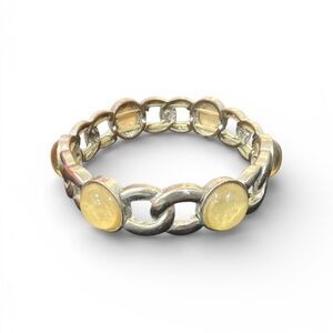 Vintage Silver and Yellow Stone Bracelet